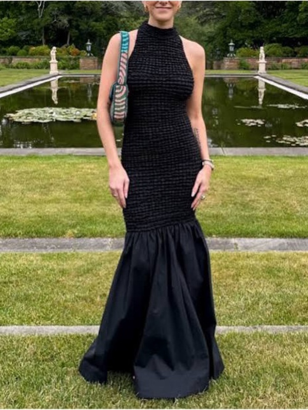STAUD Kiera Smocked Maxi Dress in Black
